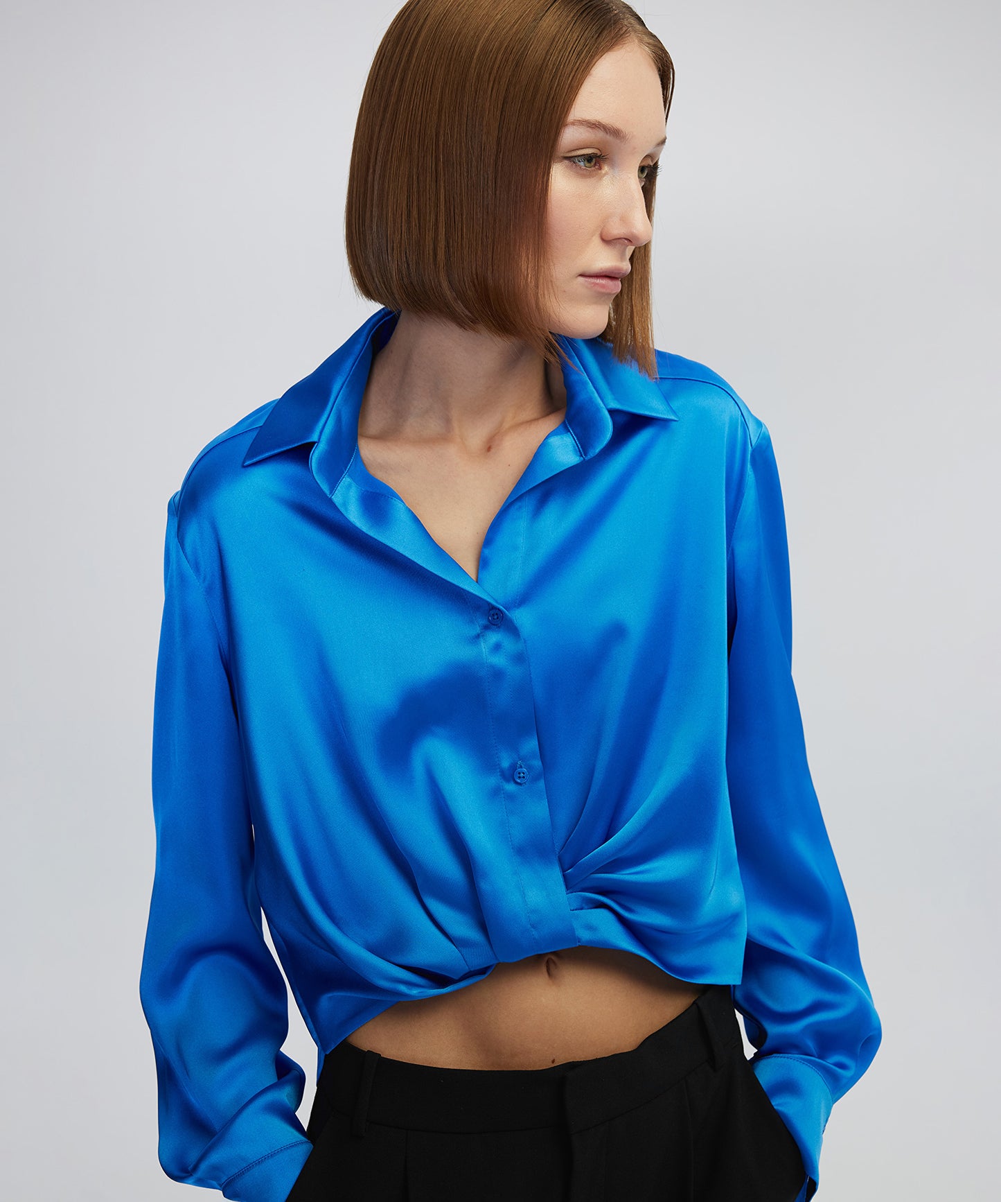 Parlak Dokulu Crop Gömlek