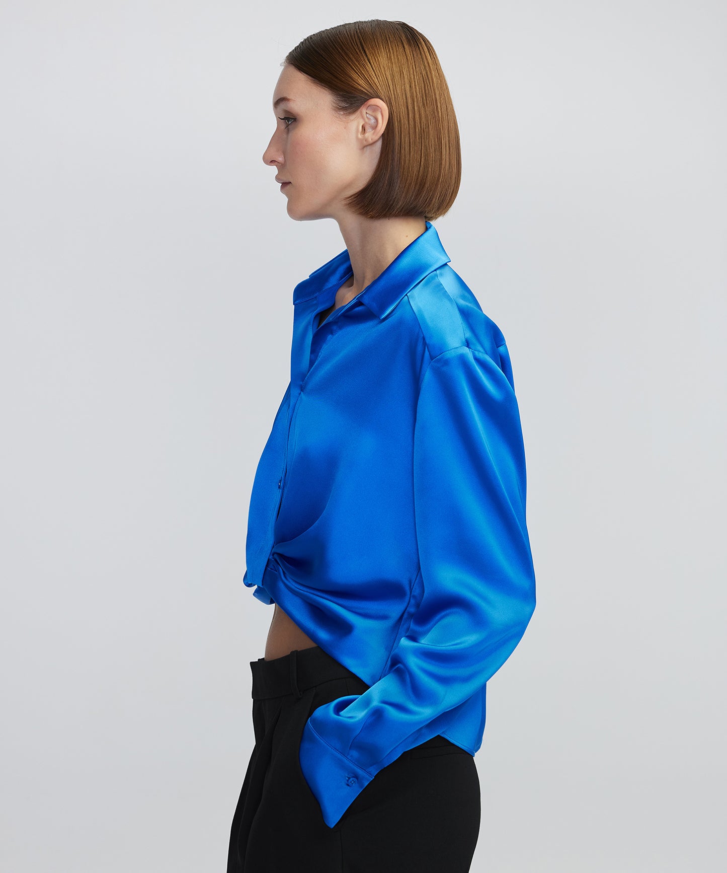 Parlak Dokulu Crop Gömlek