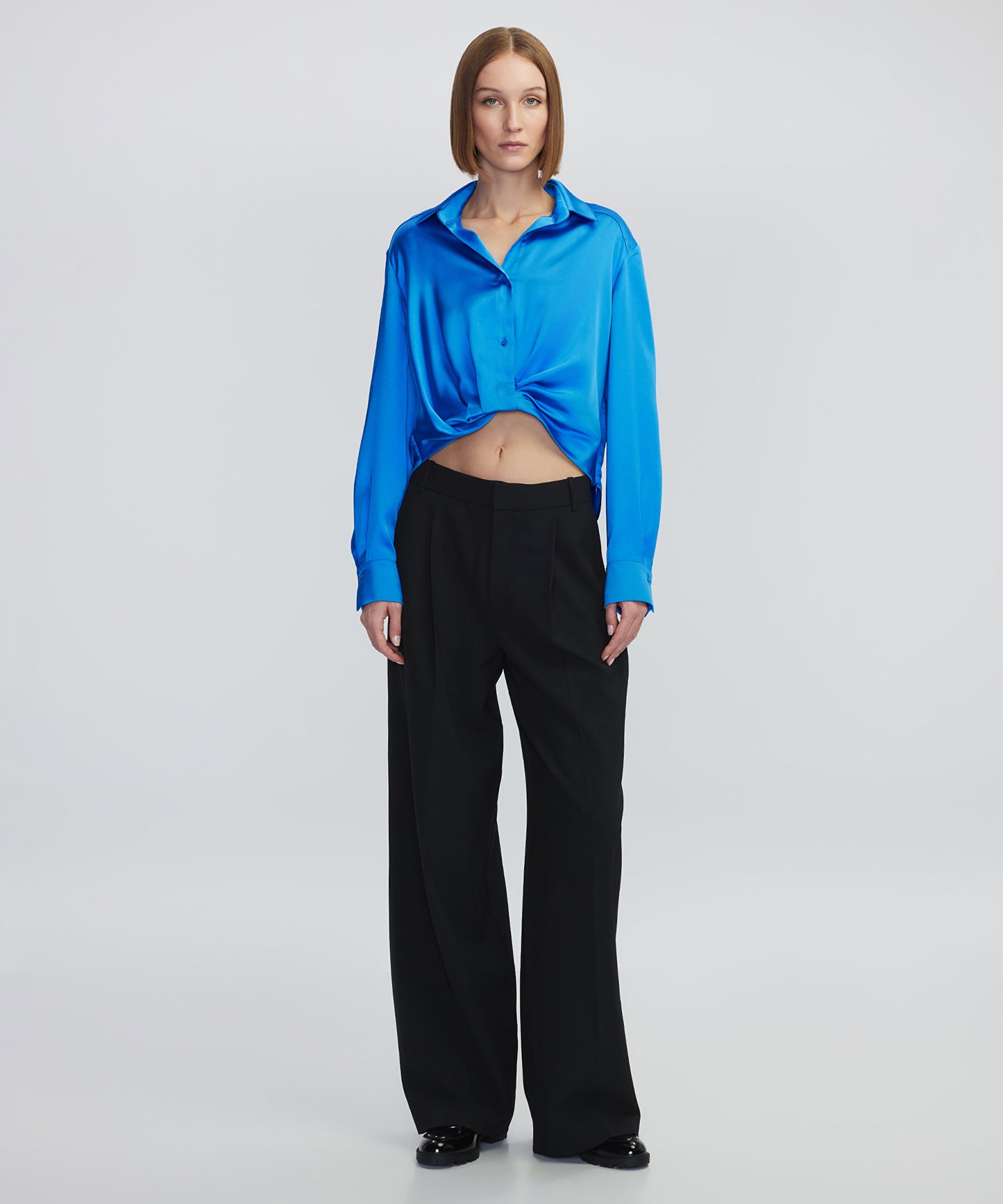 Parlak Dokulu Crop Gömlek