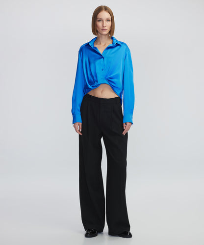 Parlak Dokulu Crop Gömlek