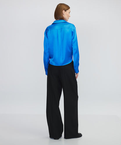 Parlak Dokulu Crop Gömlek