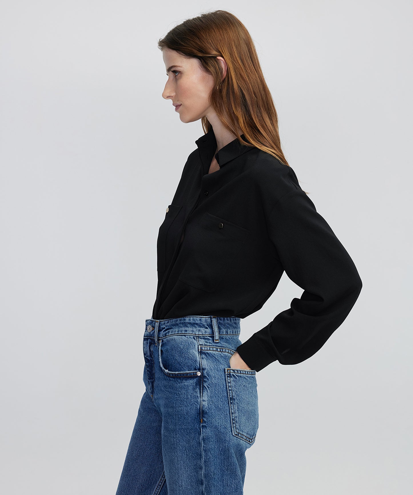 Metal Düğmeli Cepli Gömlek