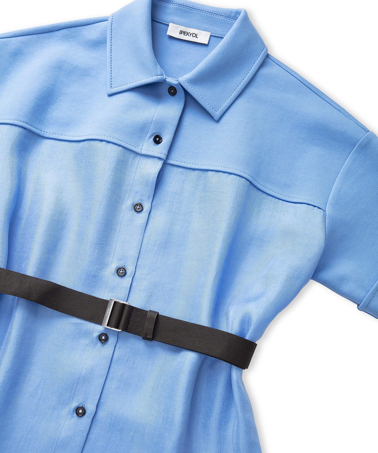 Kumaş Mix Kemerli Elbise