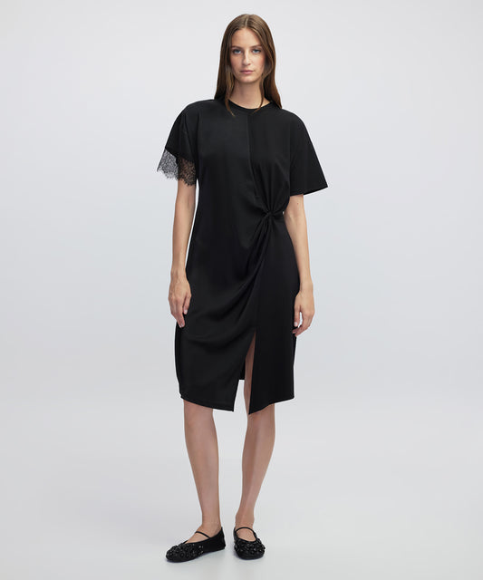 Dantel Garnili Kumaş Mix Elbise