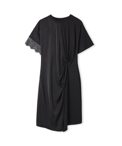 Dantel Garnili Kumaş Mix Elbise