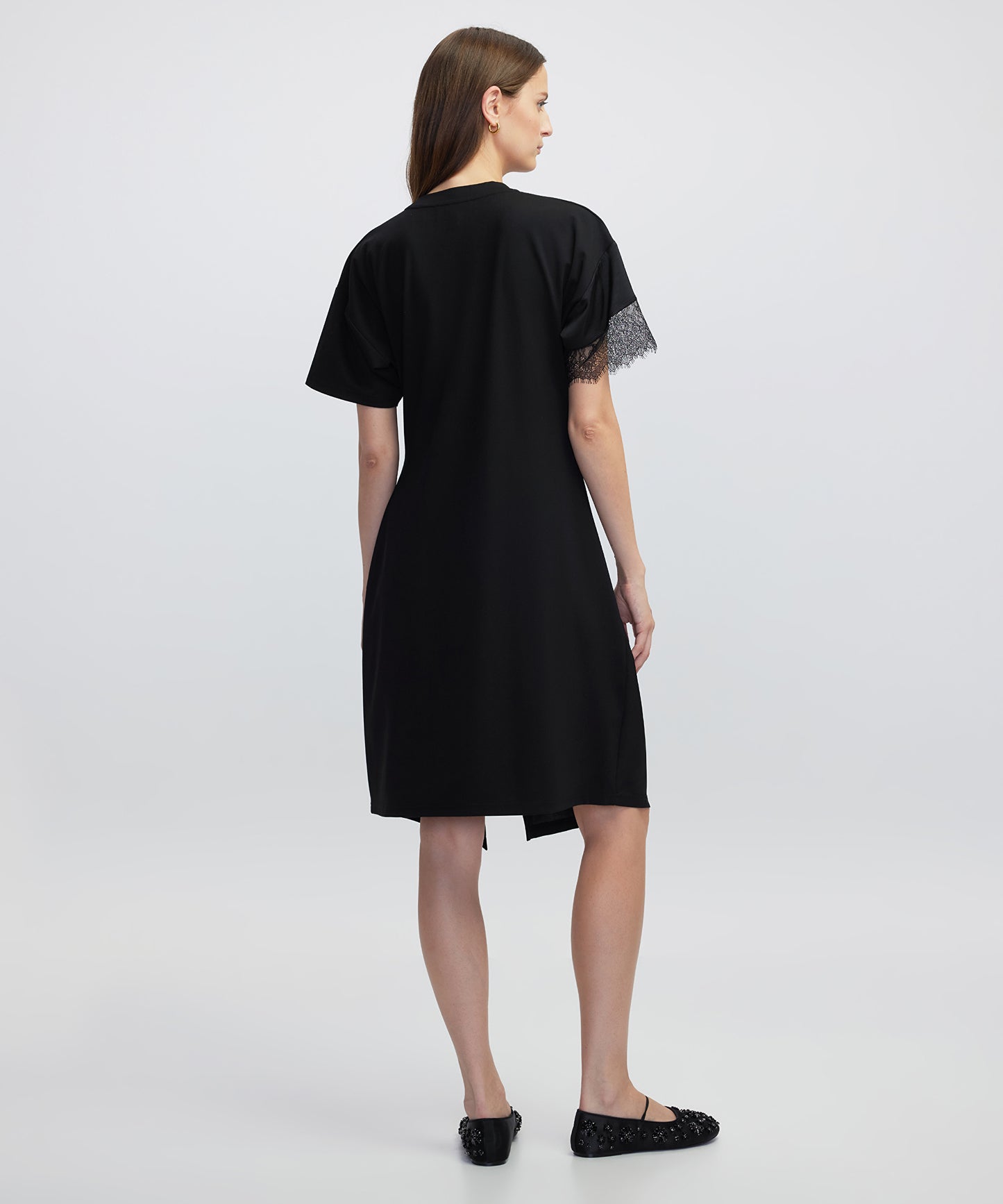 Dantel Garnili Kumaş Mix Elbise