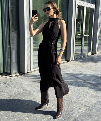 Fularlı Ayarlanabilir Bel Elbise