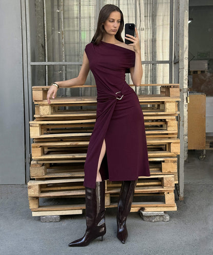 Metal Tokalı Örme Elbise