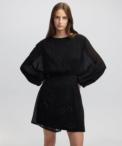 Hotfix Baskılı Şifon Elbise