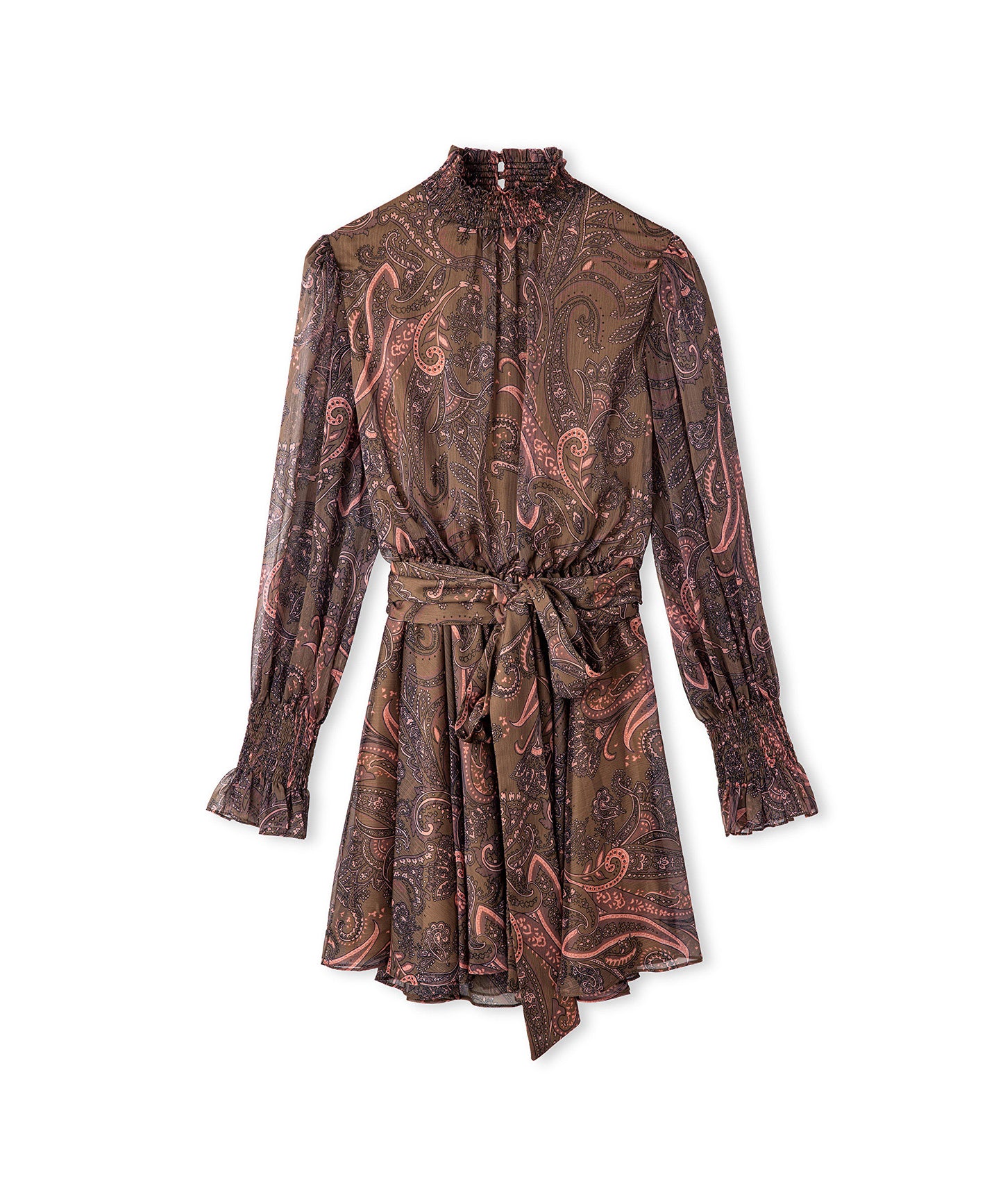 Desenli Yüksek Yaka Elbise