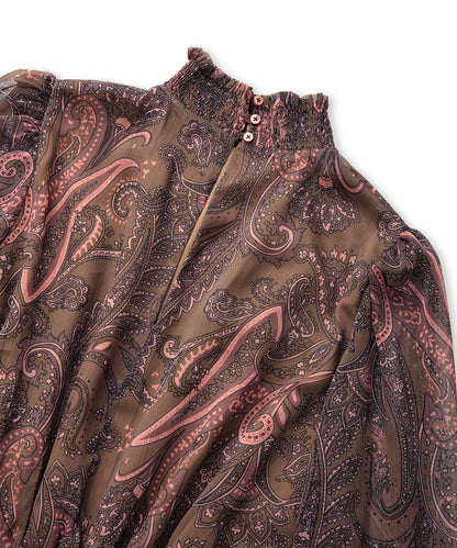 Desenli Yüksek Yaka Elbise