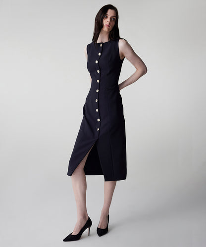 Metal Düğme Aksesuarlı Elbise