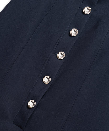 Metal Düğme Aksesuarlı Elbise