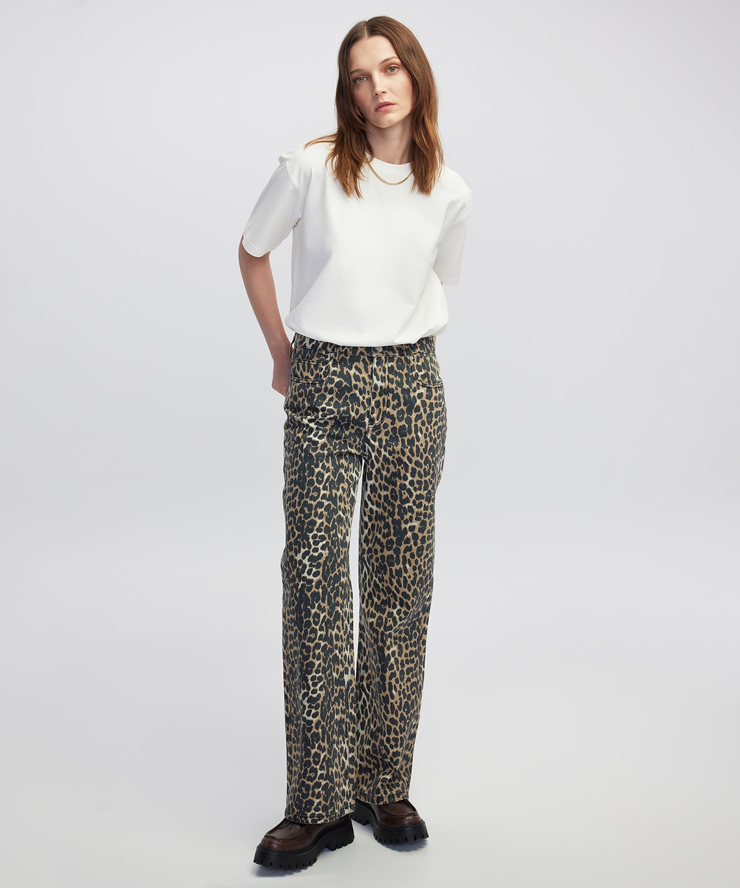 Leopar Desen Non Denim Pantolon