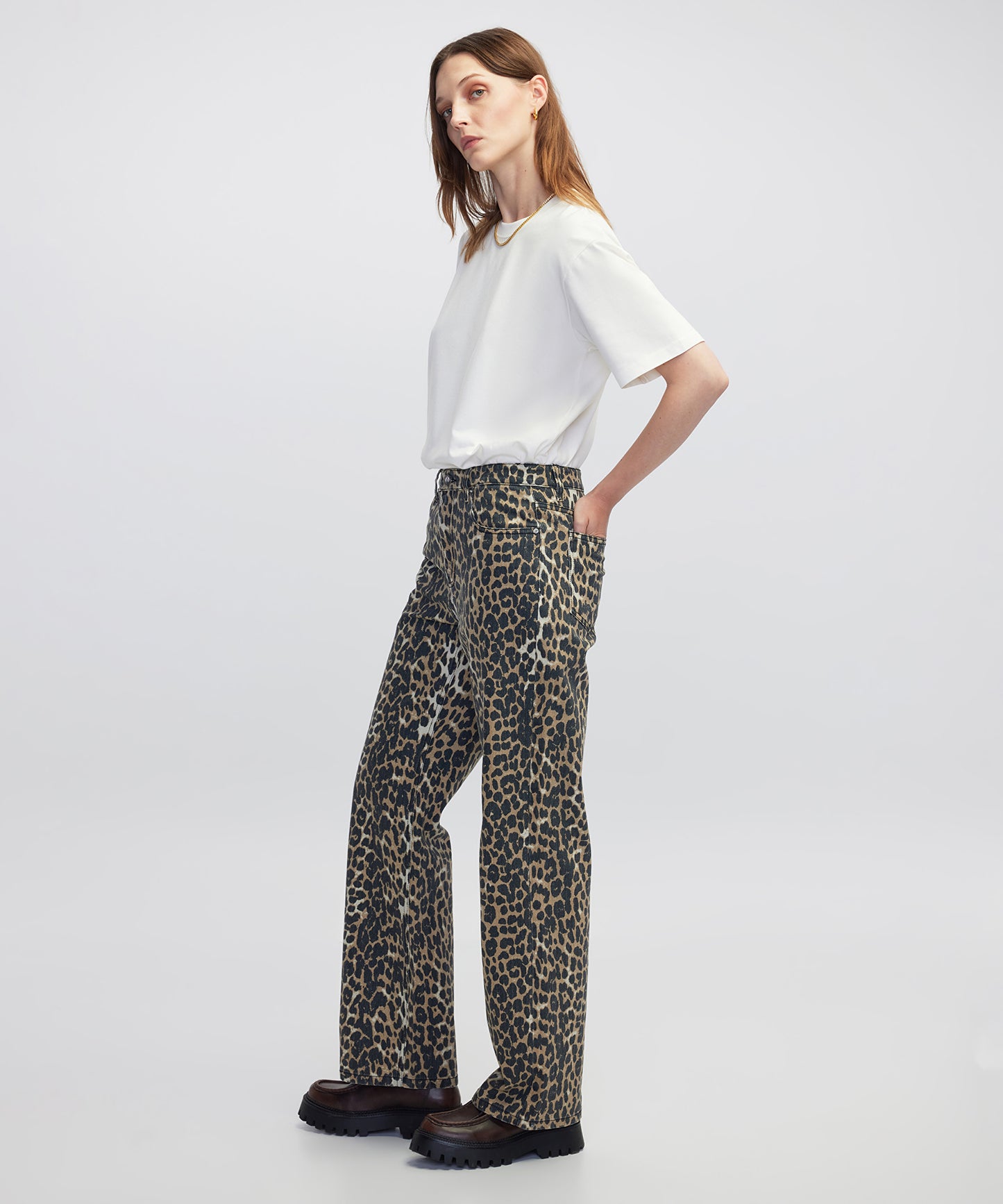 Leopar Desen Non Denim Pantolon