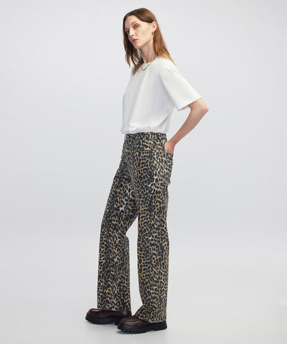 Leopar Desen Non Denim Pantolon