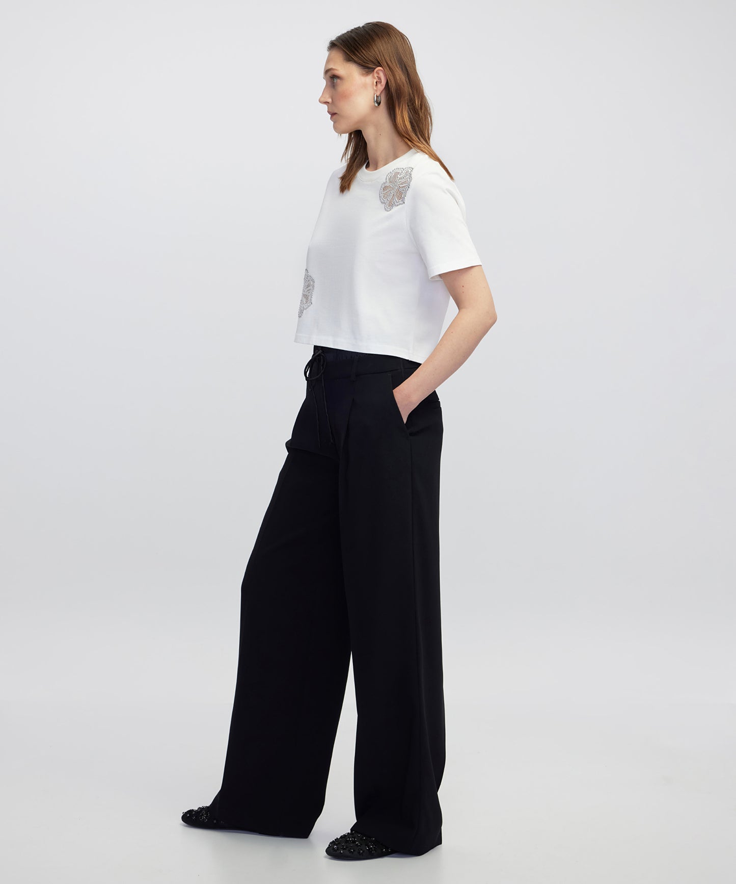 Saten Mix Wide Leg Fit Pantolon