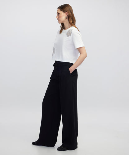 Saten Mix Wide Leg Fit Pantolon