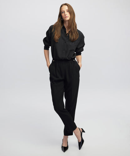 Elastik Bel Düğmeli Pantolon