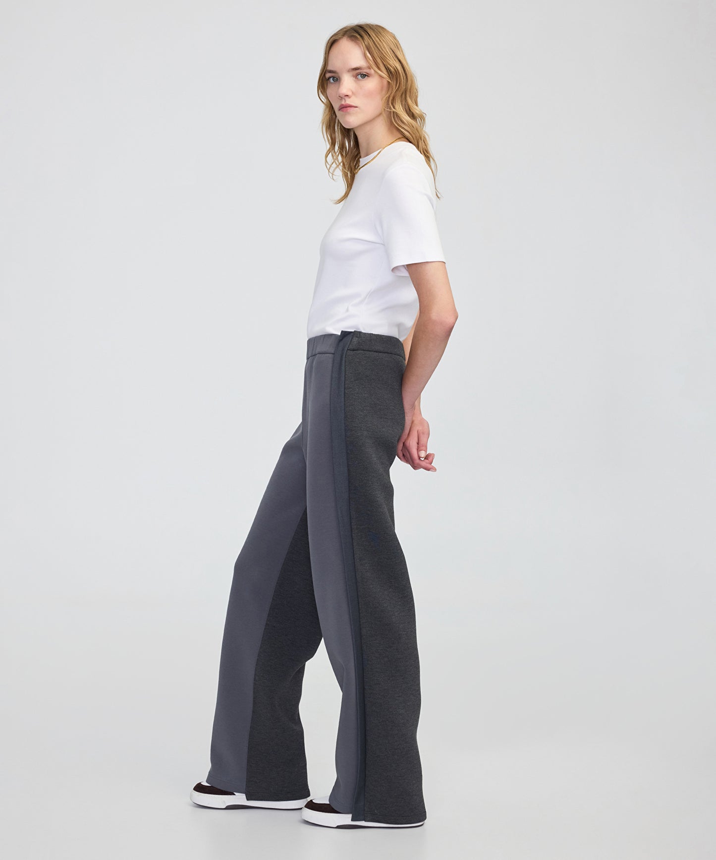 Wide Leg Fit Aller Şeritli Pantolon