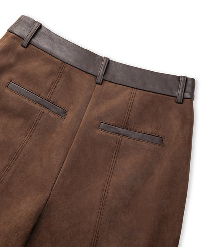 Süet Görünümlü Suni Deri Mix Pantolon