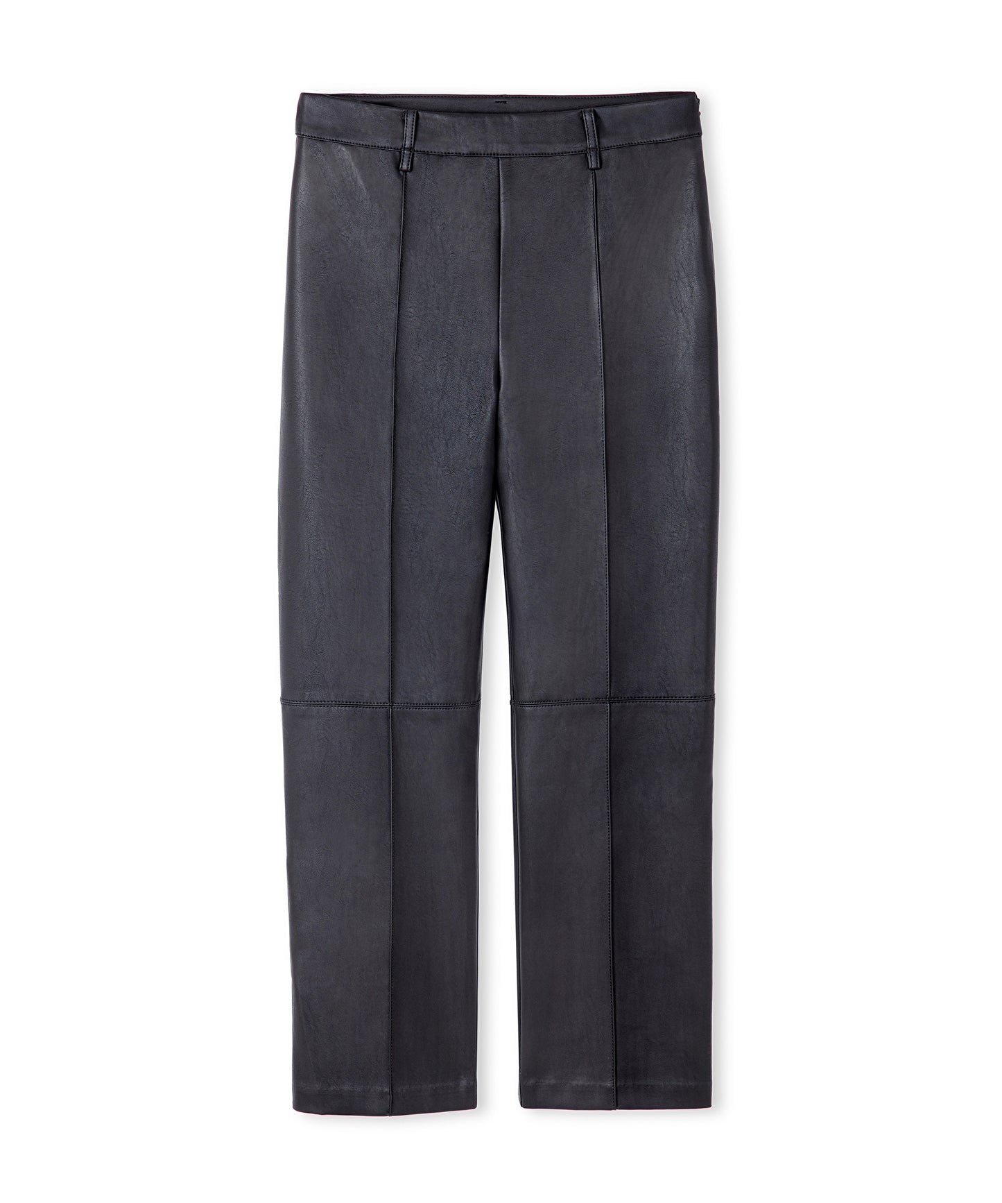 Deri Görünümlü Straight Fit Pantolon