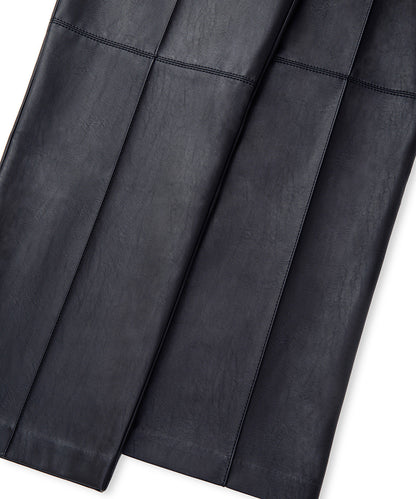 Deri Görünümlü Straight Fit Pantolon