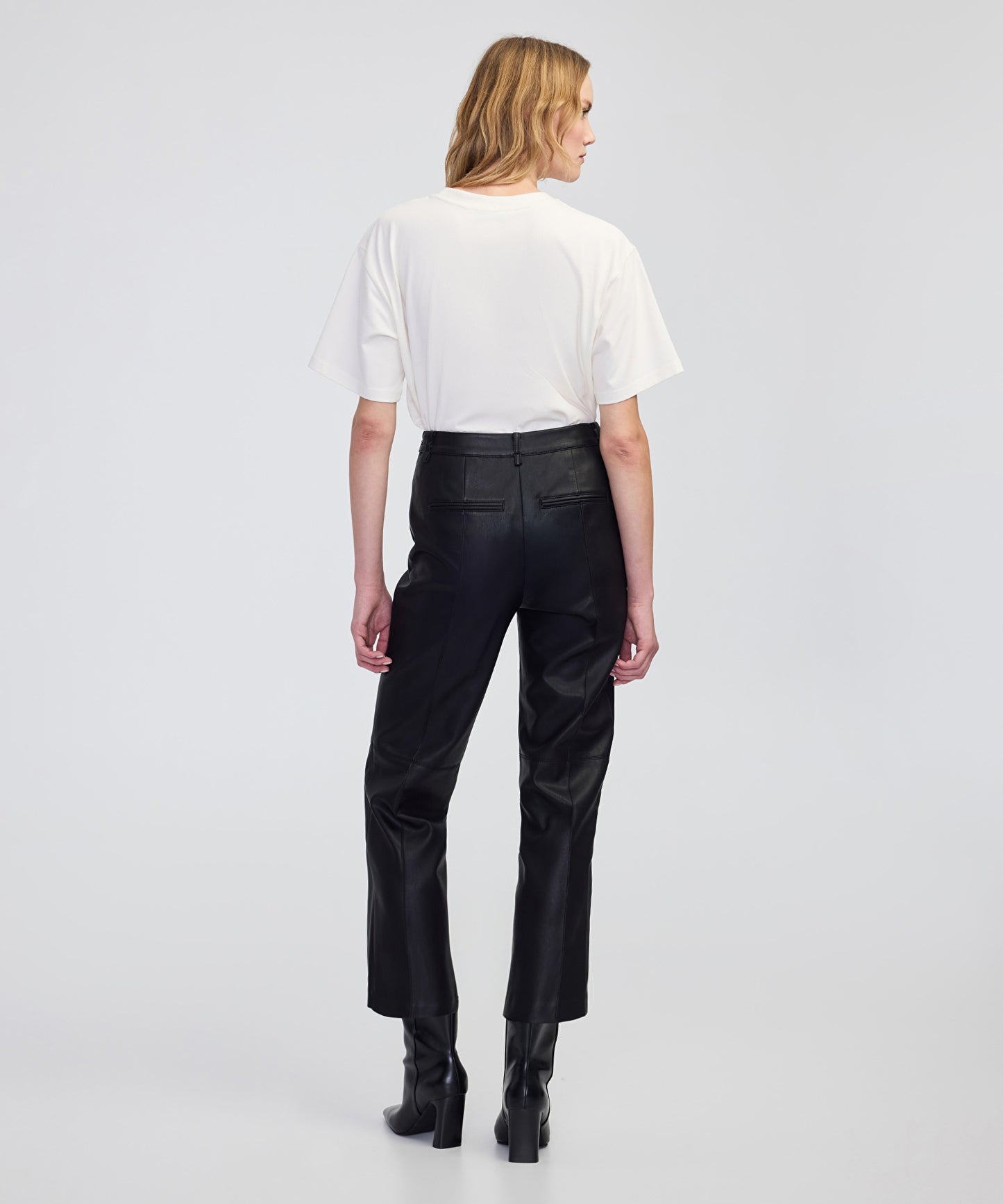 Deri Görünümlü Straight Fit Pantolon