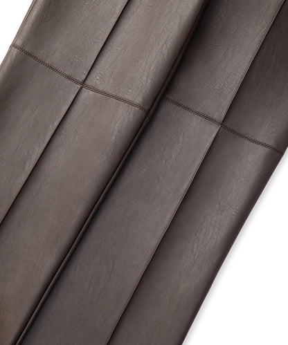 Deri Görünümlü Straight Fit Pantolon