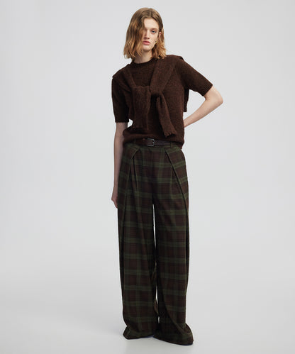 Kemerli Ekose Desen Pantolon