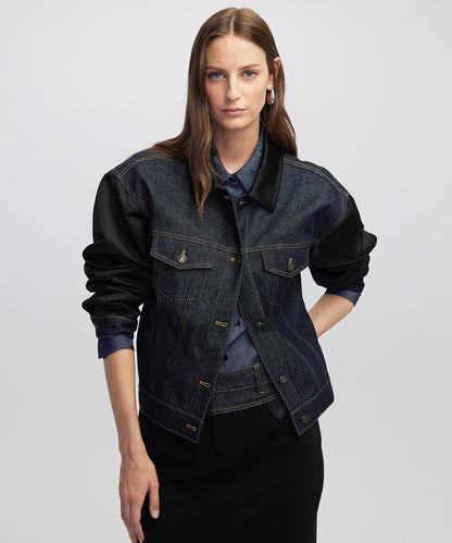 Saten Mix Denim Ceket