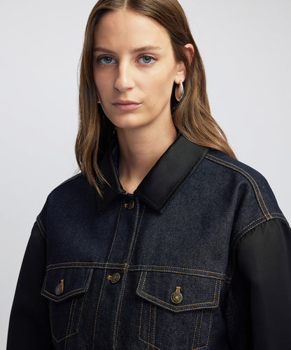 Saten Mix Denim Ceket