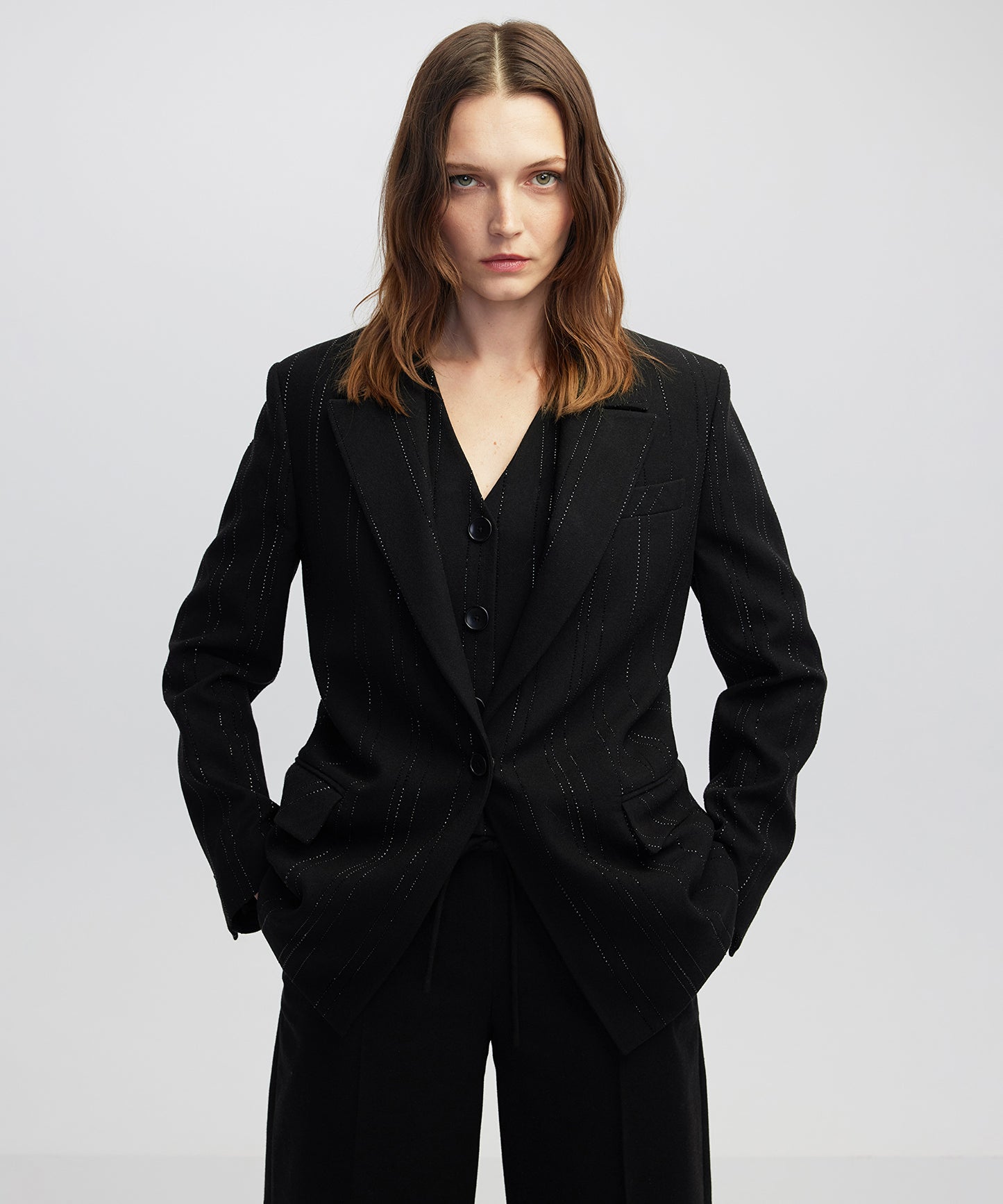 Hotfix Şeritli Blazer