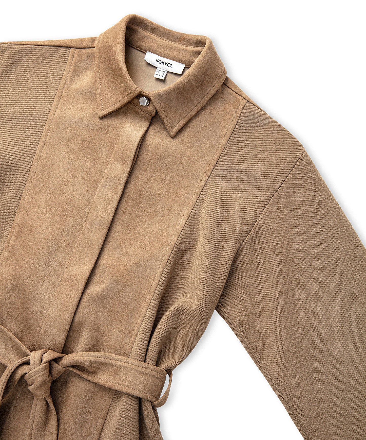 Kumaş Mix Kuşaklı Ceket