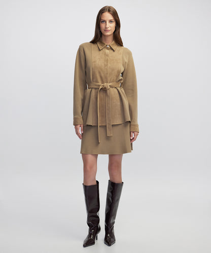 Kumaş Mix Kuşaklı Ceket