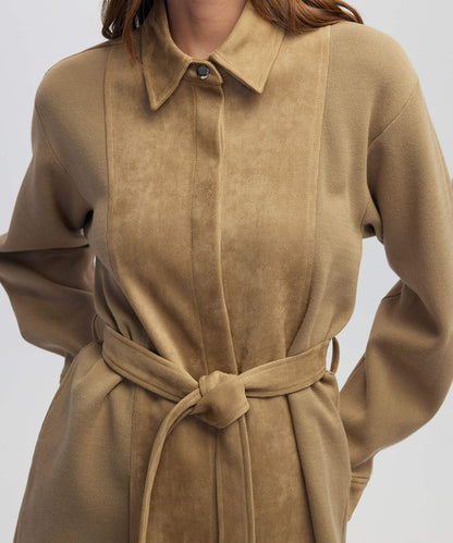 Kumaş Mix Kuşaklı Ceket