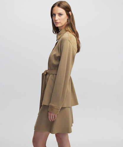 Kumaş Mix Kuşaklı Ceket