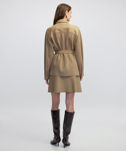 Kumaş Mix Kuşaklı Ceket