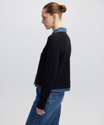 Denim Ve Triko Mix Ceket