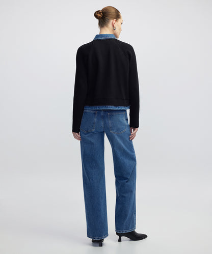 Denim Ve Triko Mix Ceket