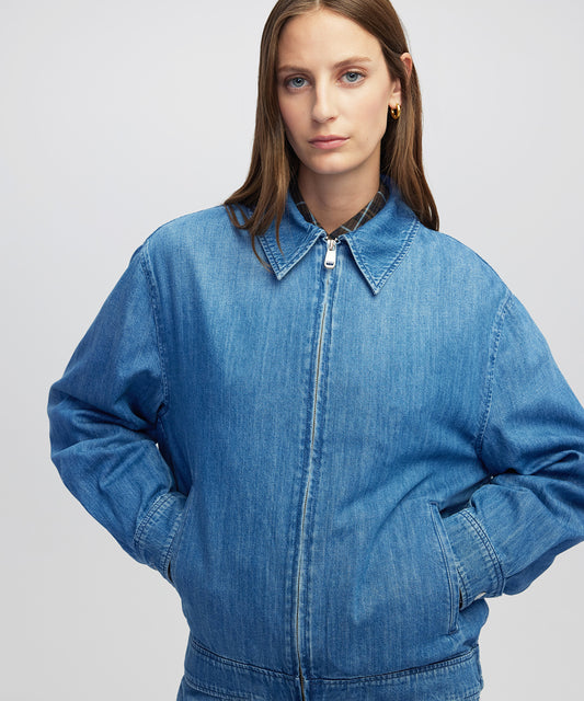 Gömlek Yaka Ince Denim Ceket