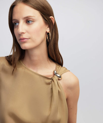 Kumaş Mix Aksesuarlı Bluz