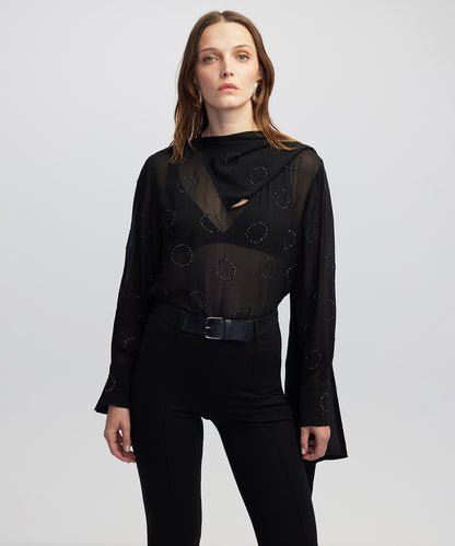 Hotfix Baskısı Şifon Bluz