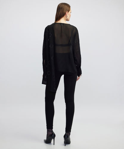 Hotfix Baskısı Şifon Bluz