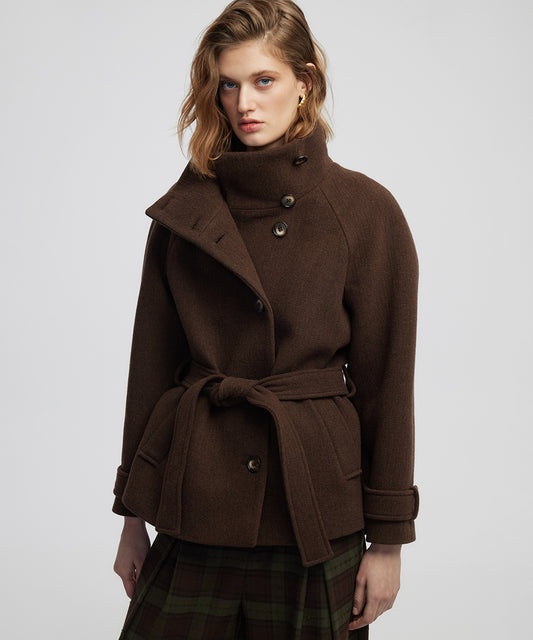 Yün Içerikli Kuşaklı Kaban