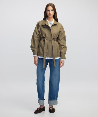 Çift Tokalı Kısa Pardösü