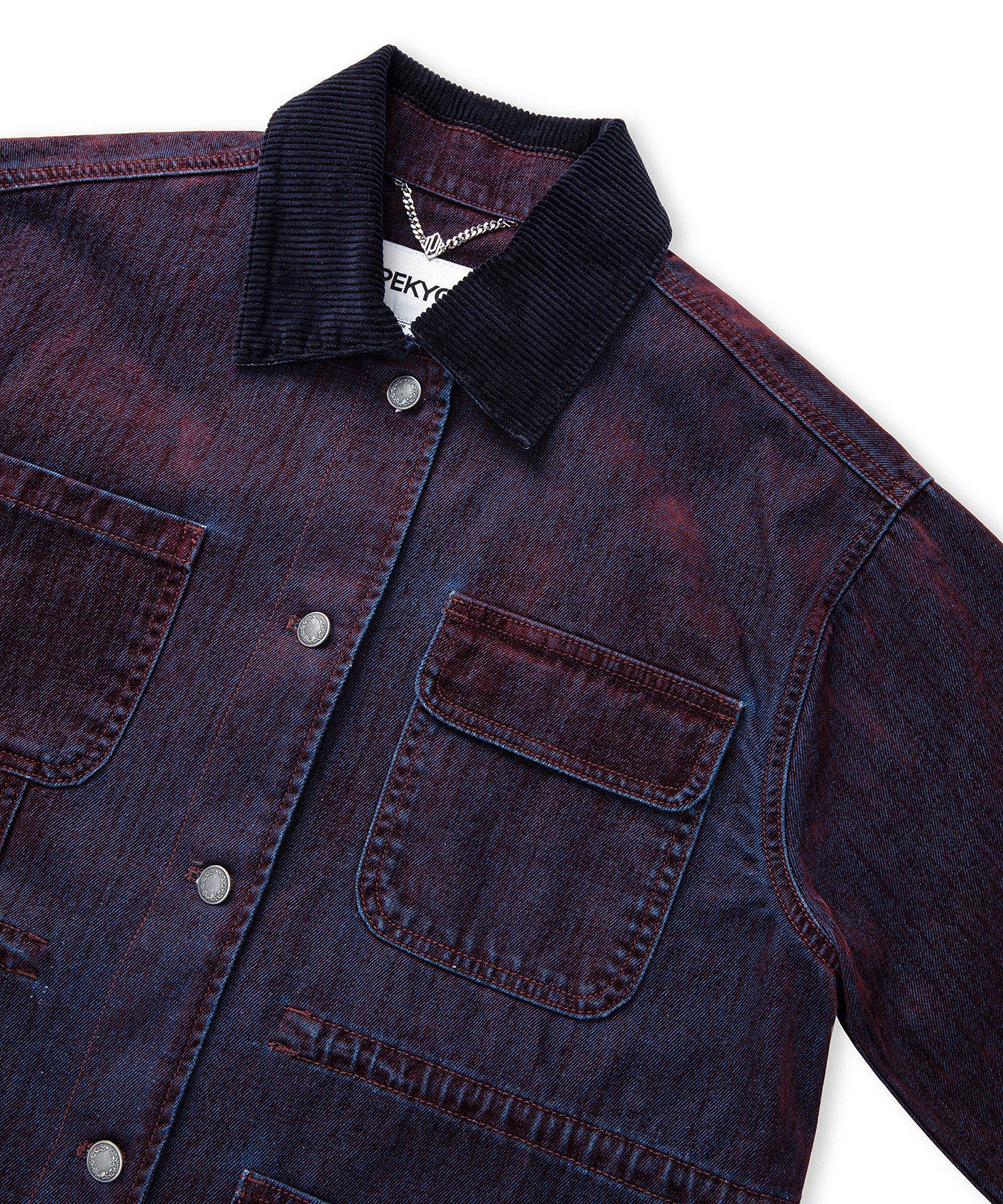 Kontrast Kadife Yaka Mont