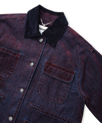 Kontrast Kadife Yaka Mont