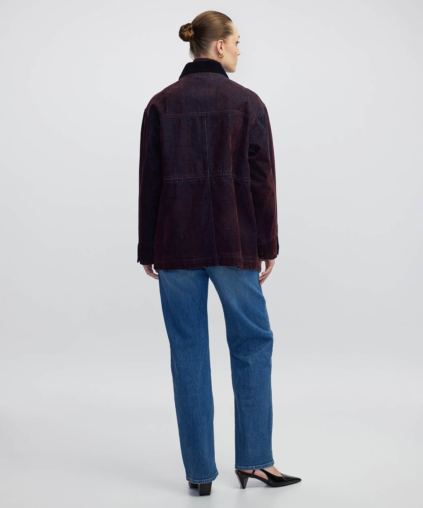 Kontrast Kadife Yaka Mont