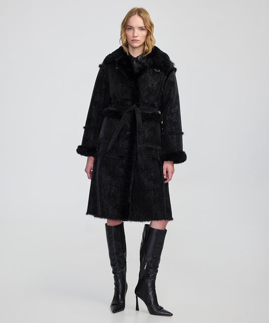 Suni Kürk Mix Kuşaklı Mont